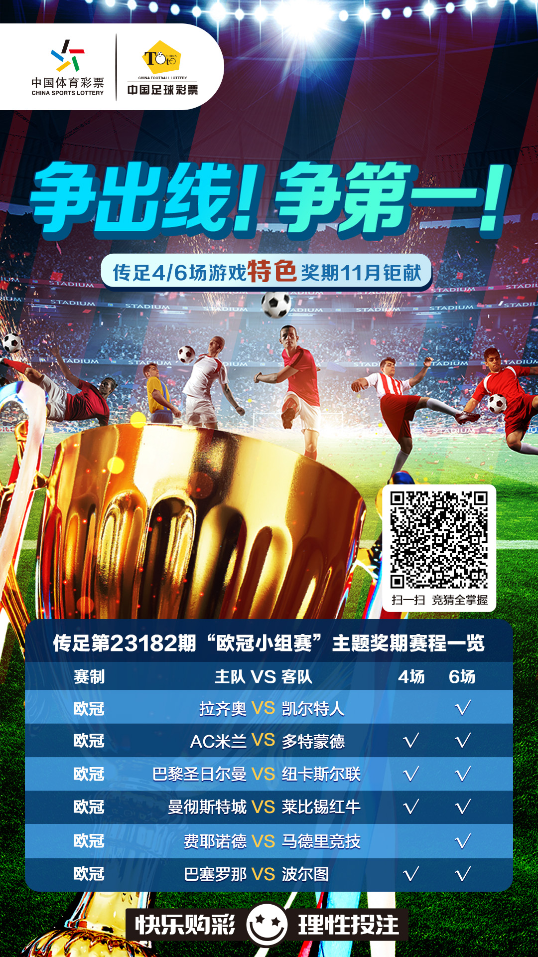 歐洲杯2024：爭出線(xiàn)爭第一！傳足特色獎期第23182期聚焦“歐冠小組賽”